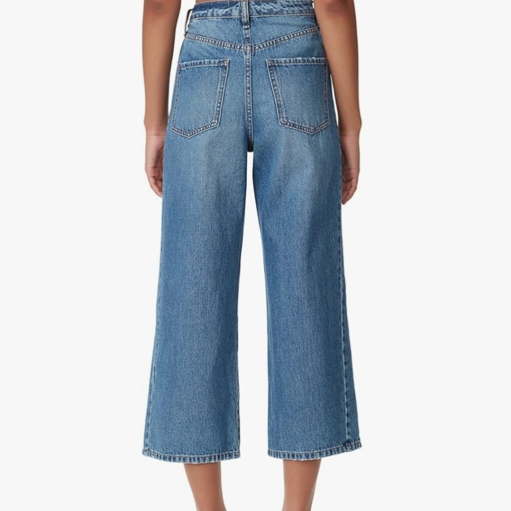 Circus NY Classic Blue High Waisted Women's Wide Leg Cropped Jeans Sz 31 - Picture 4 of 12